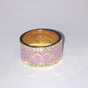 COACH violet enamel & rhinestone ring - size 6.5